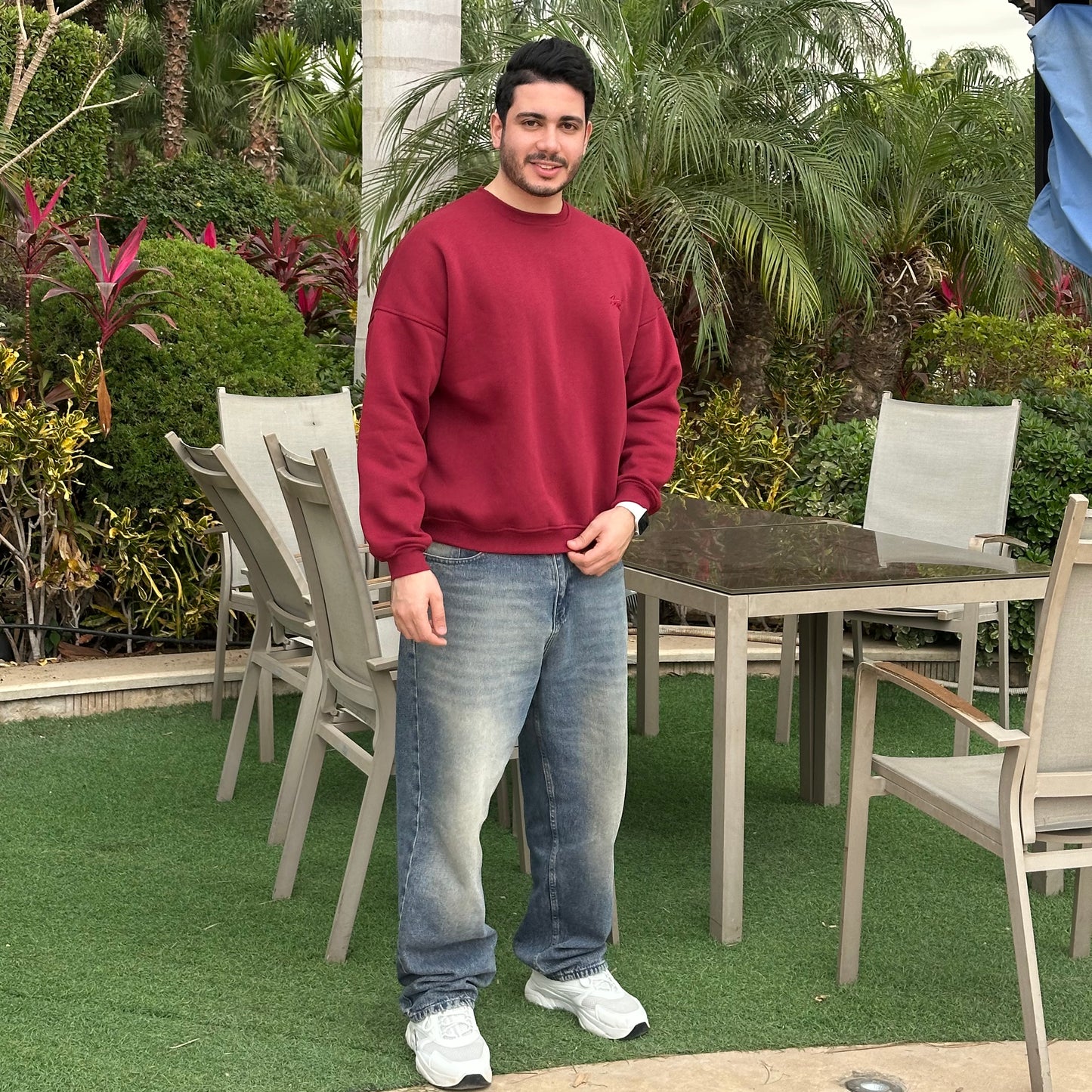 Unisex Burgundy Crew Neck Sweater