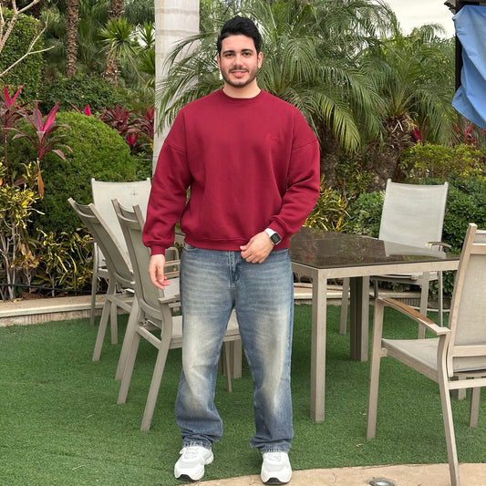 Unisex Burgundy Crew Neck Sweater