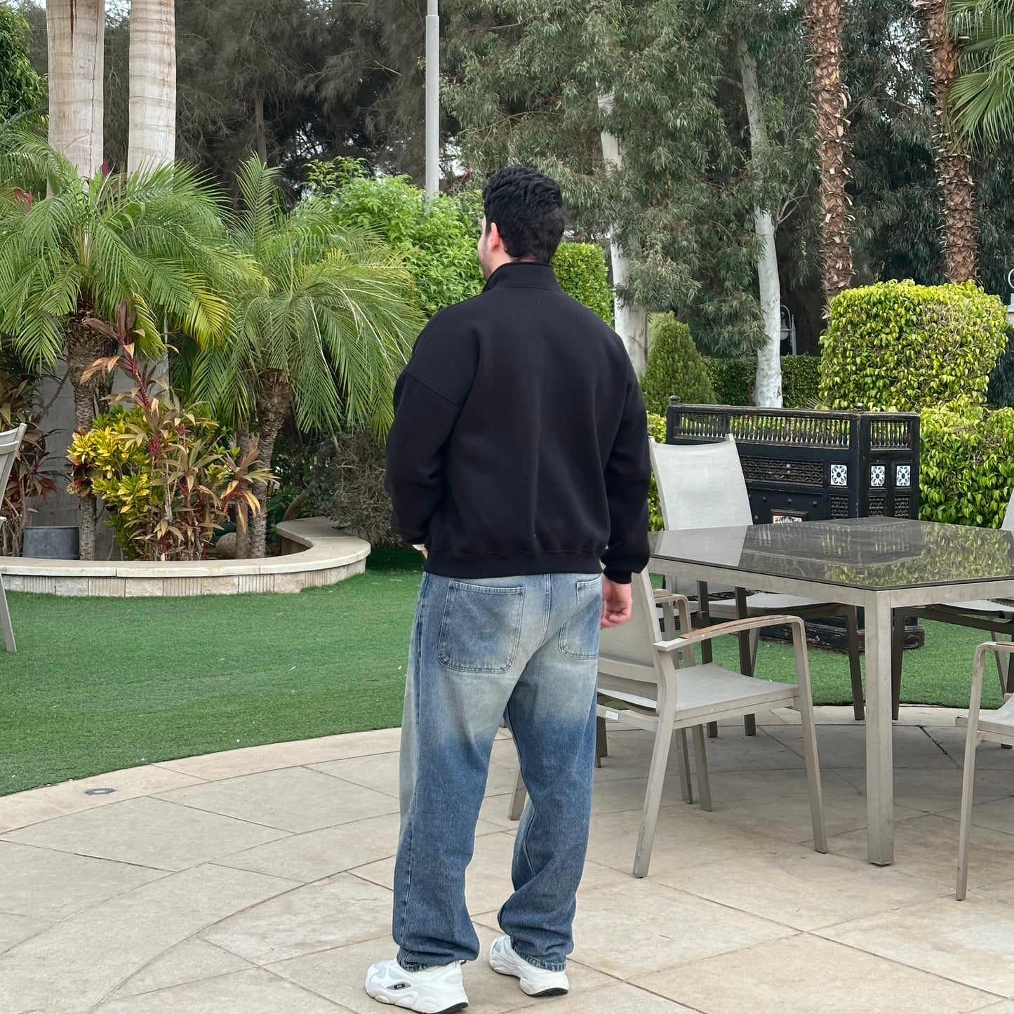 Unisex Black Quarter-zip sweater