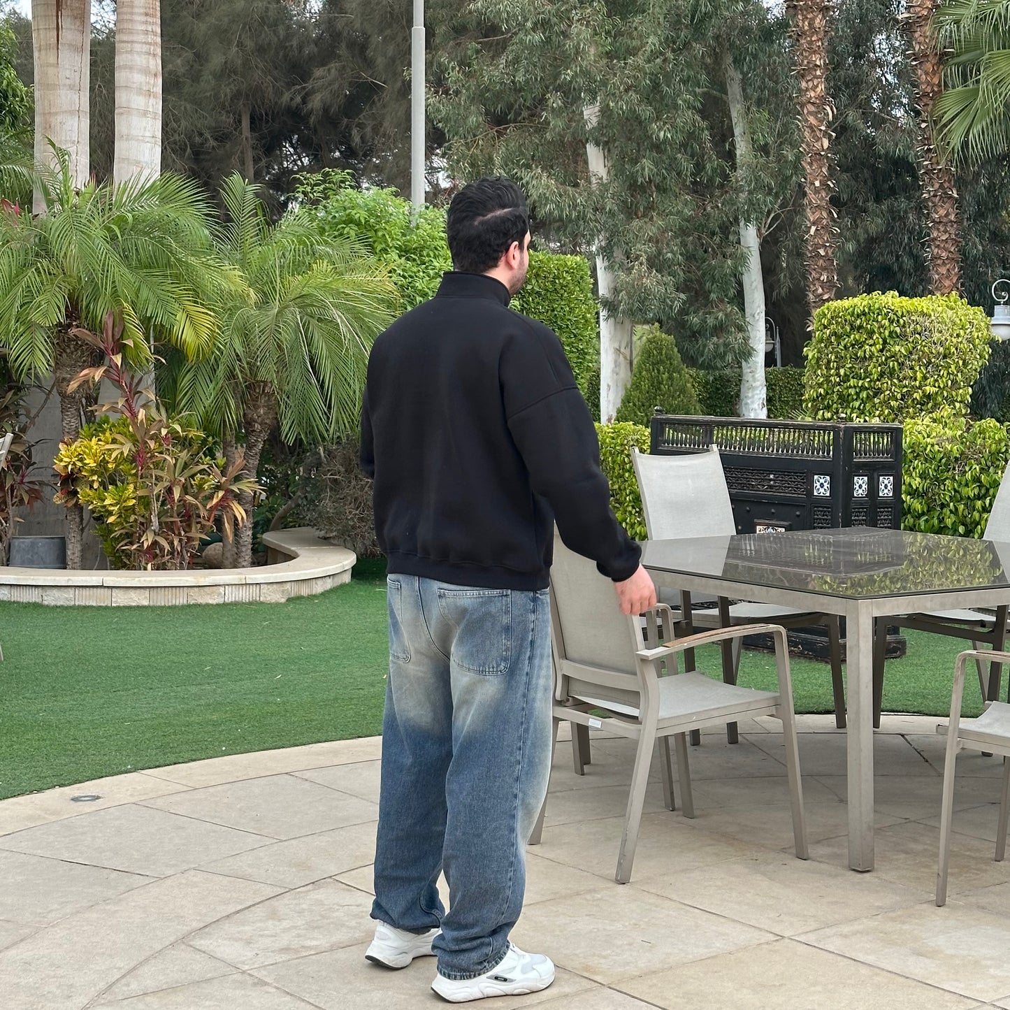 Unisex Black Quarter-zip sweater