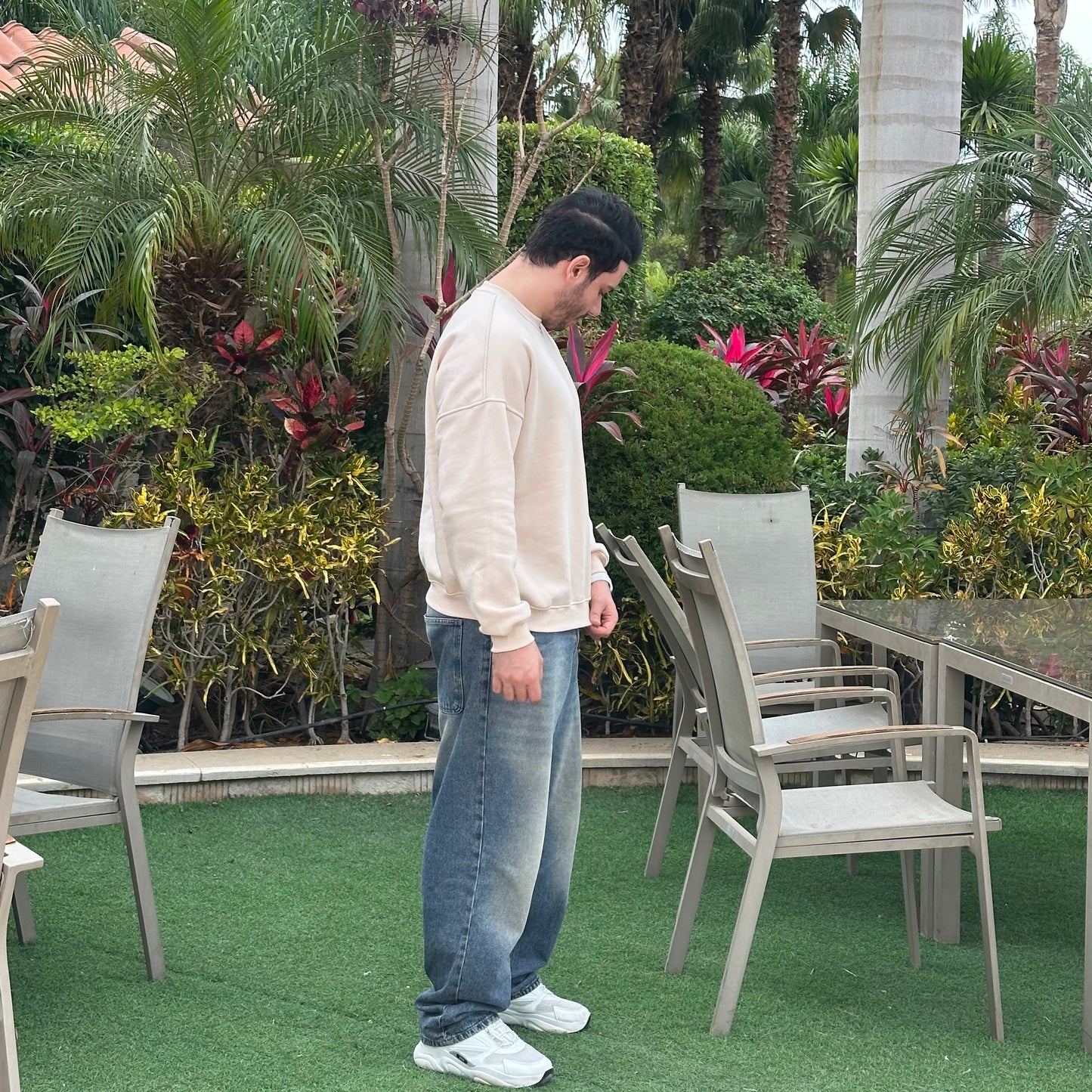 Unisex Beige Crew Neck Sweater