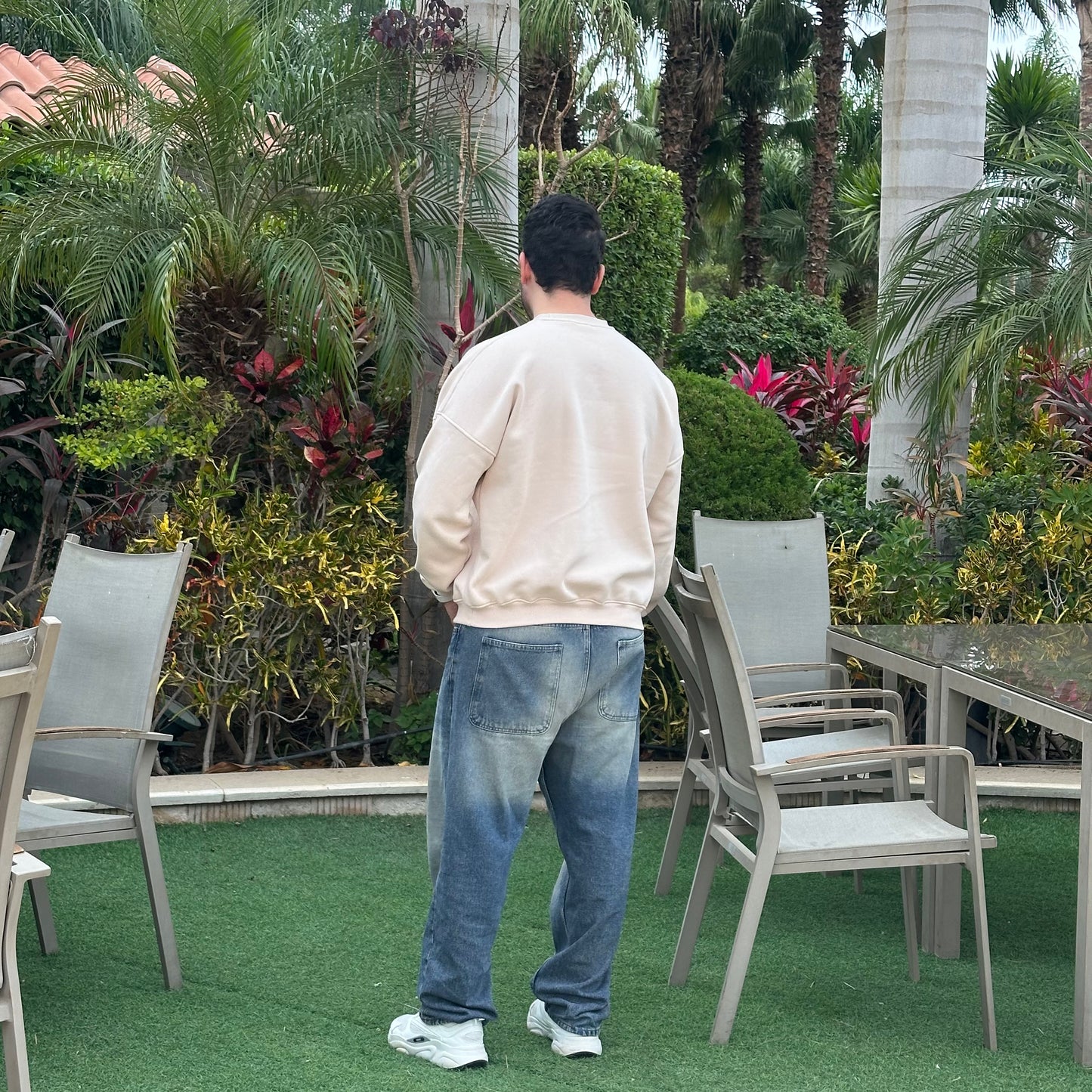 Unisex Beige Crew Neck Sweater