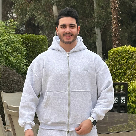 Unisex Silver Zip Hoodie