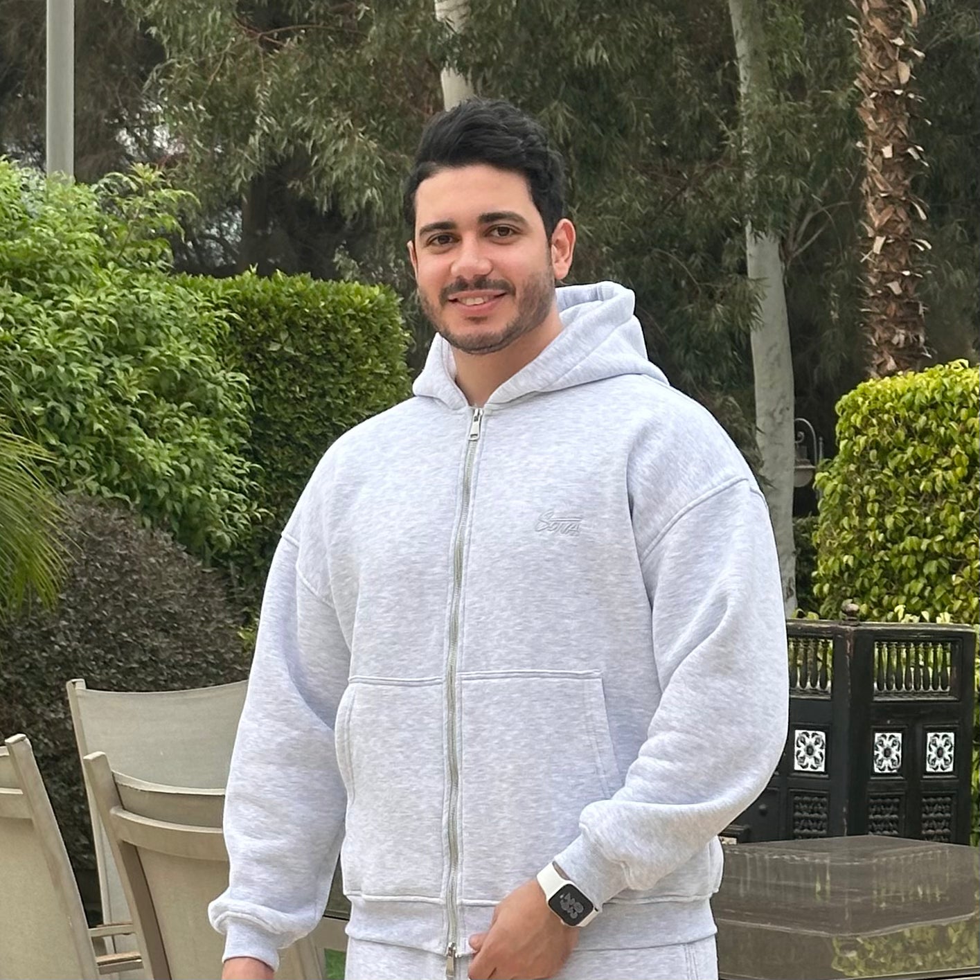 Unisex Silver Zip Hoodie