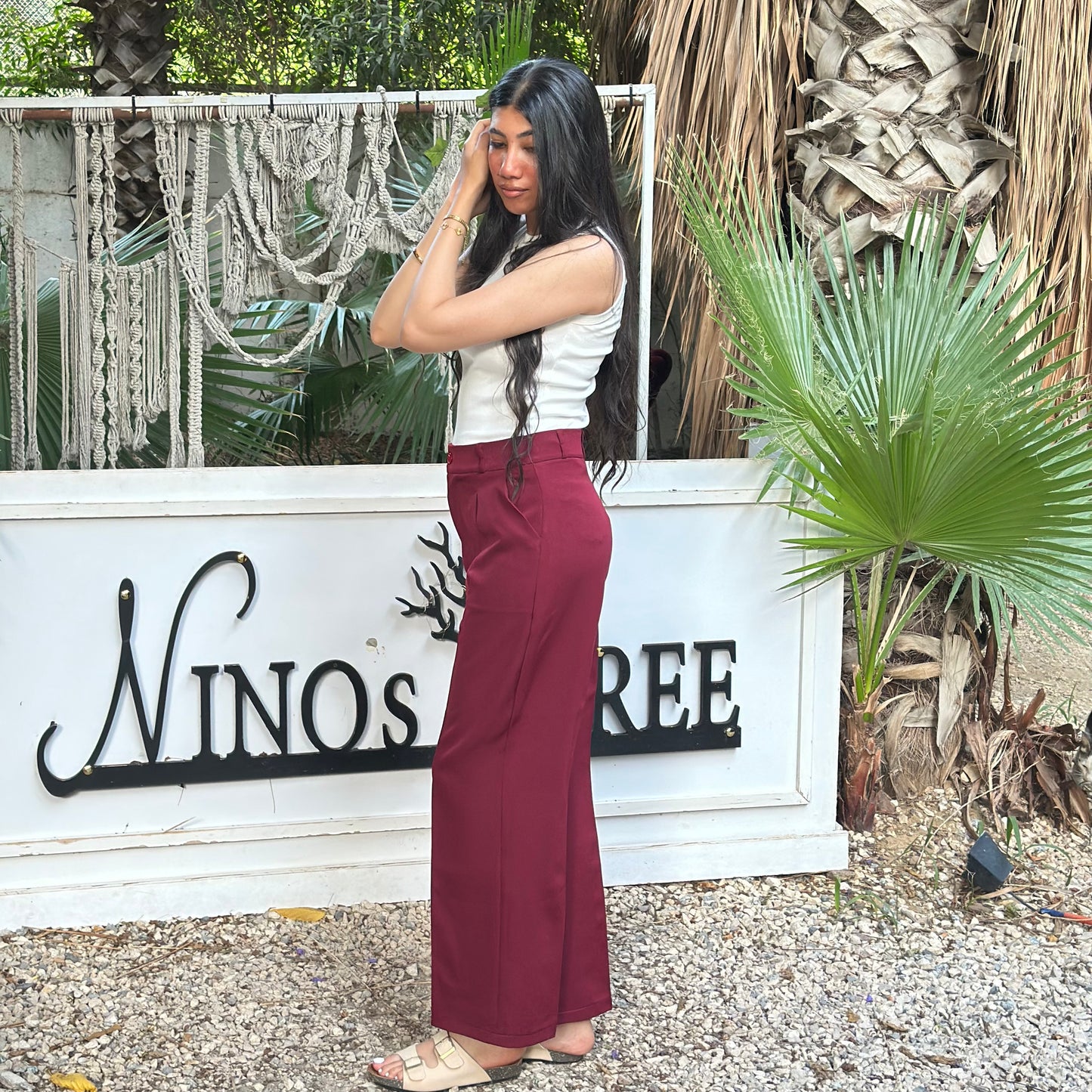 BURGUNDY FORMAL WIDE LEG