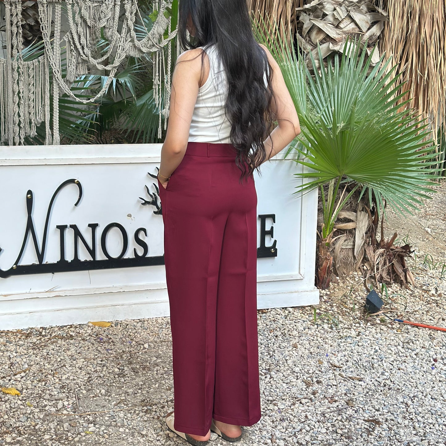 BURGUNDY FORMAL WIDE LEG