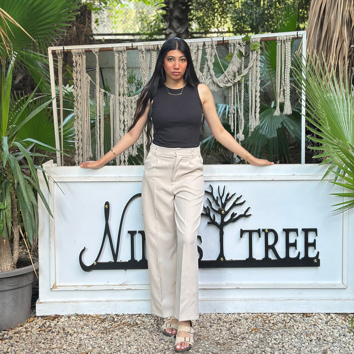 BEIGE  FORMAL WIDE LEG