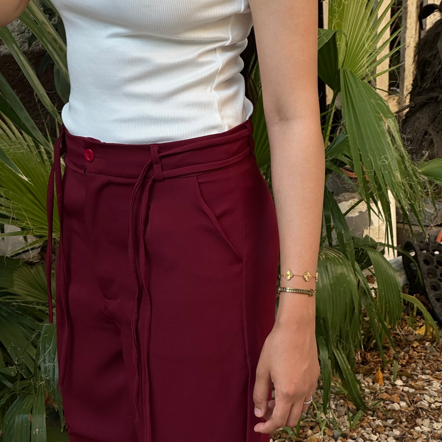 BURGUNDY FORMAL WIDE LEG