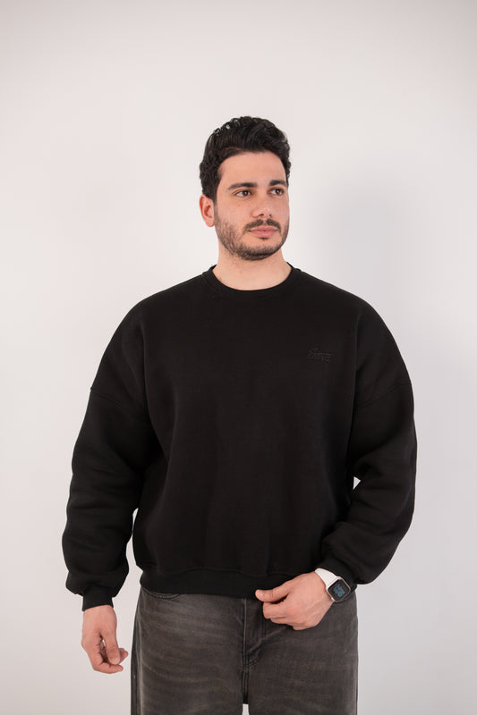 Unisex Black Crew Neck Sweater