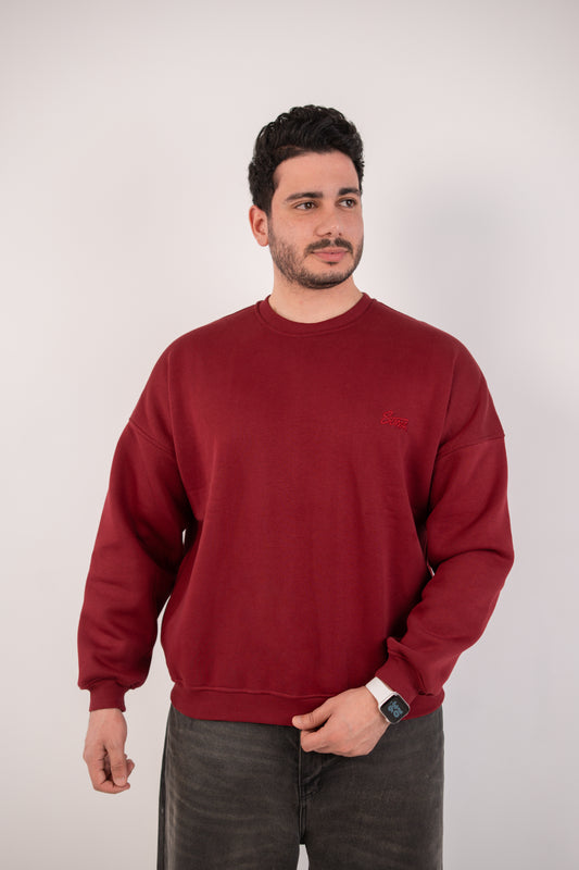 Unisex Burgundy Crew Neck Sweater