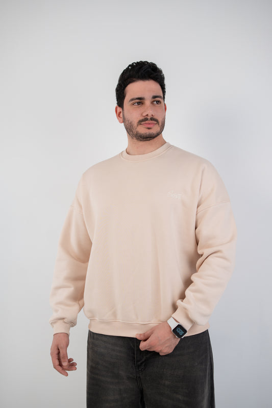 Unisex Beige Crew Neck Sweater