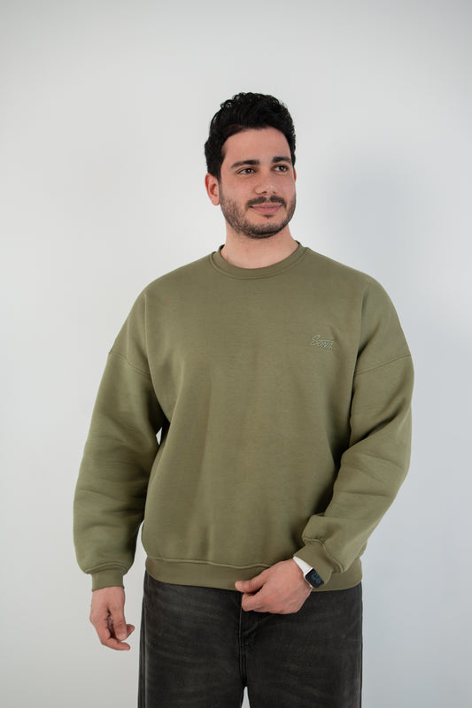 Unisex Olive Crew Neck Sweater