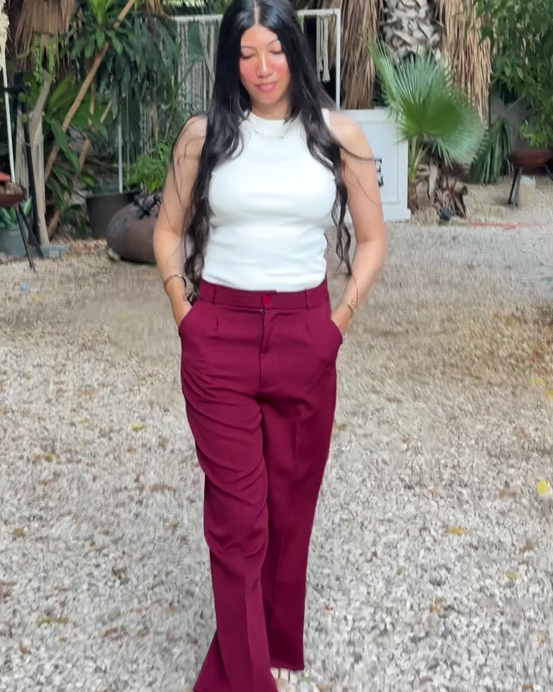 BURGUNDY FORMAL WIDE LEG