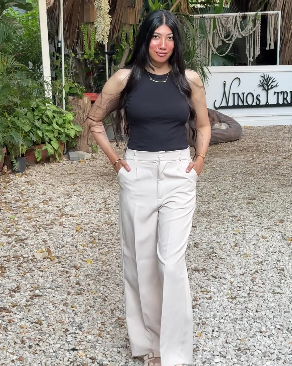 BEIGE  FORMAL WIDE LEG